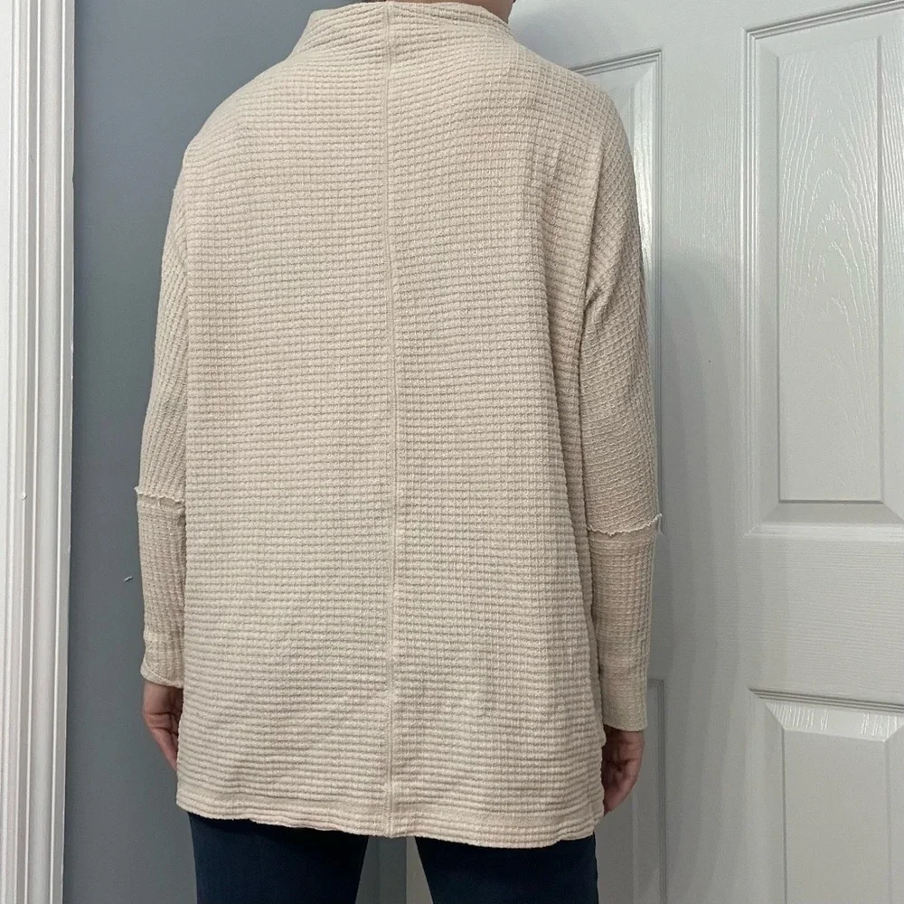 Free People Sweater Turtleneck Thermal Knit White Cream Minimalist Extra Small